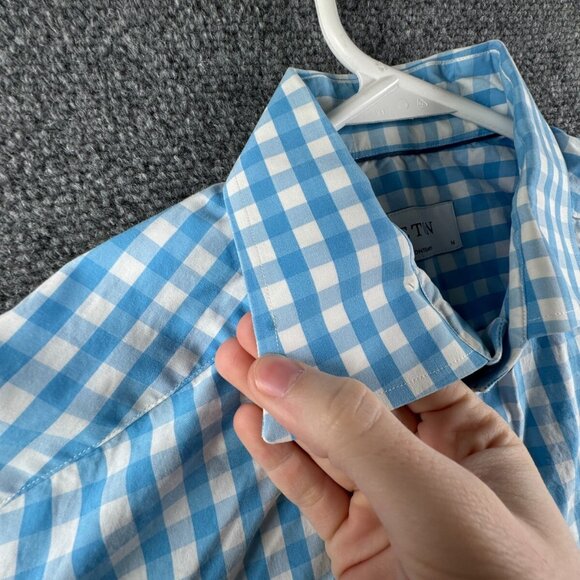 Eton Long Sleeve Button Up POPLIN 16 Cotton Designer Blue Check Contemporary - Picture 10 of 16